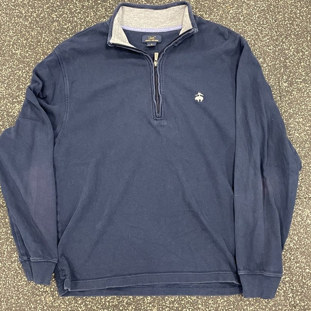 Brooks Brothers Blue Pique Half-Zip Fleece